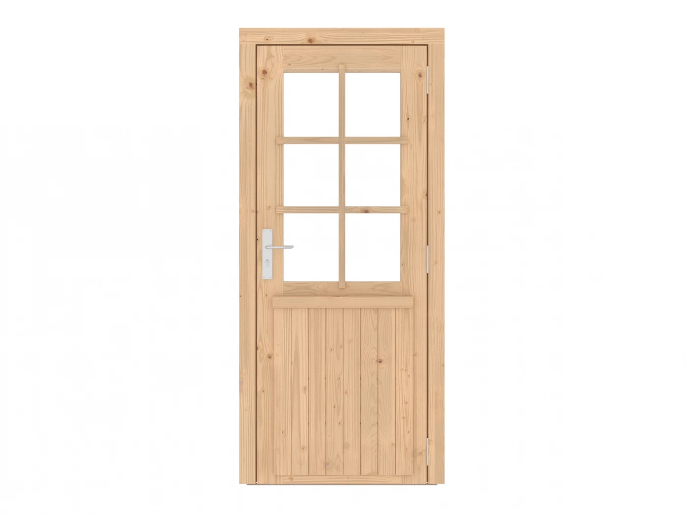 Vuren Enkele Deur 6-ruits Rechtsdraaiend 90 x 202 cm - Afbeelding 2